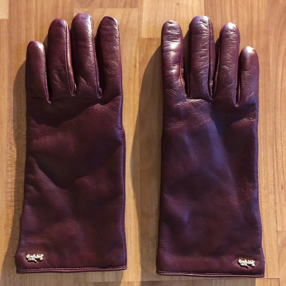 Coach Deep Auburn leather gloves - Picture 2 of 3